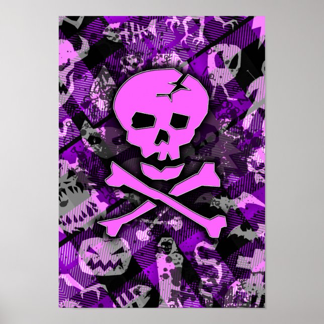Pink Deathrock Skull Poster (Front)
