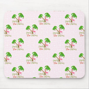 Pink Deck The Palms Tropical Christmas Santa Flami Mouse Pad