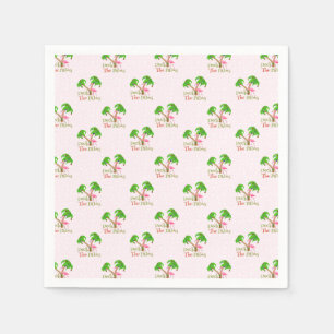 Pink Deck The Palms Tropical Christmas Santa Flami Napkin
