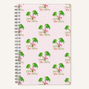 Pink Deck The Palms Tropical Christmas Santa Flami Notebook