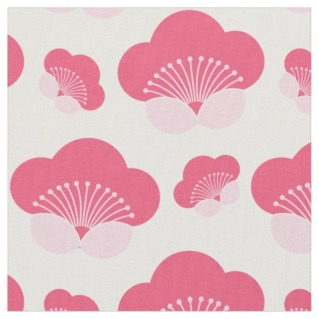 Pink Deco Floral Design Fabric (Close Up)