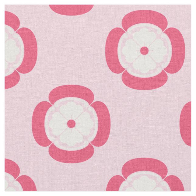 Pink Deco Floral Design Fabric (Close Up)