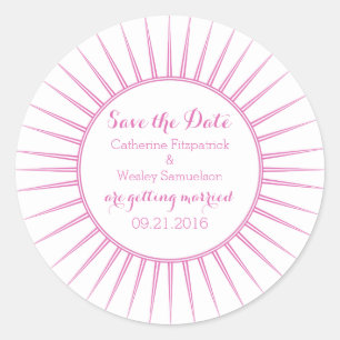 Pink Deco Retro Save the Date Stickers