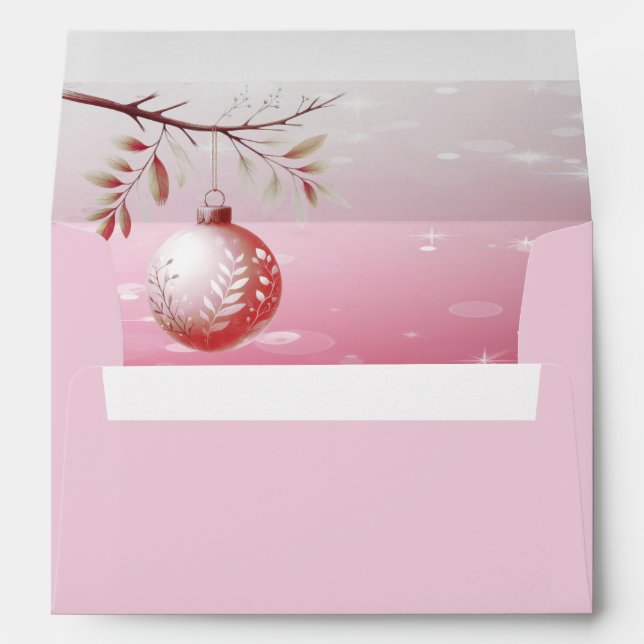 Pink Decorative Christmas Ball Envelope (Back (Bottom))