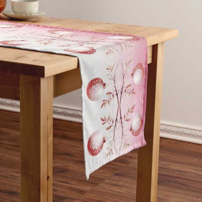 Pink Decorative Christmas Balls Table Runner (In Situ)