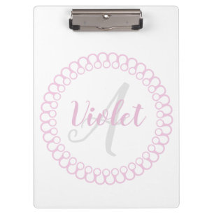 Pink Decorative Circle Monogram Clipboard