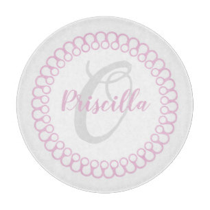 Pink Decorative Circle Monogram Cutting Board