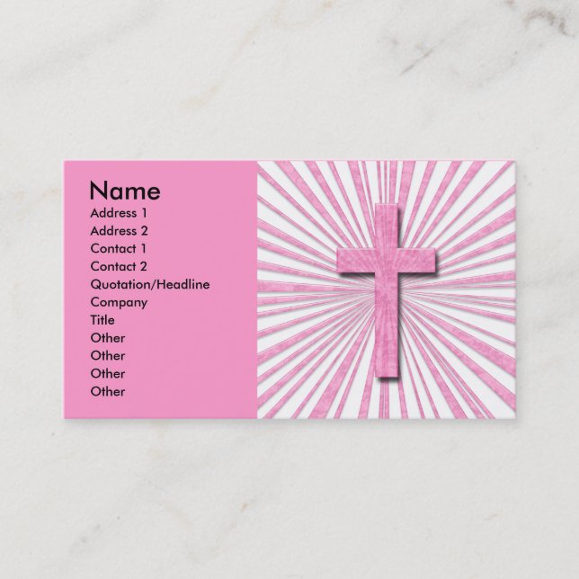 PINK DECORATIVE CROSS BUSINESS CARDS (Front)