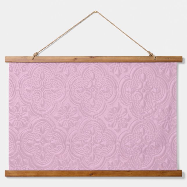 Pink Decorative Floral Pattern Hanging Tapestry (Front)