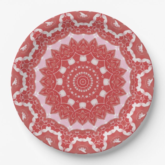 Pink Decorative Holiday Paper Plate (Front)