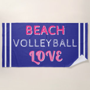 Pink Deep Blue Beach Volleyball Love Beach Towel