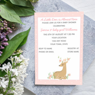 Pink Deer Baby Shower Invitation