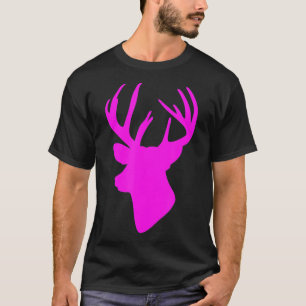 Pink Deer Head Hunter Womens Girls Hunting T-Shirt