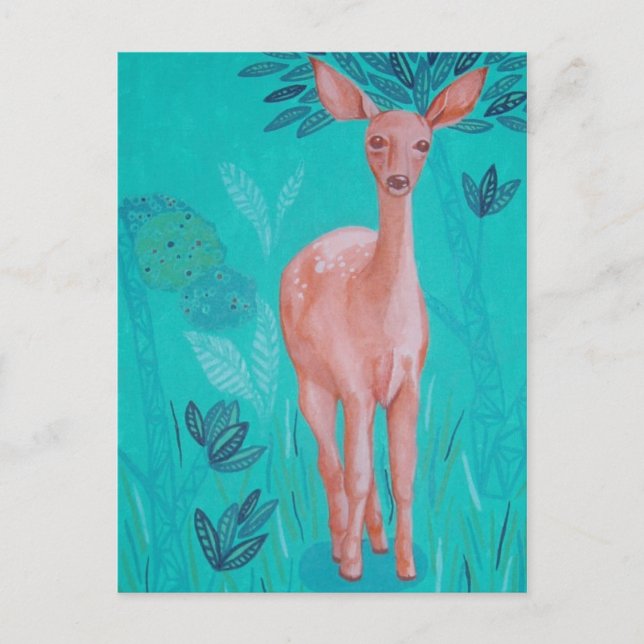 Pink Deer Postcard (Front)