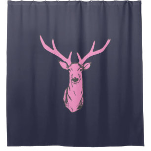 Pink Deer Shower Curtain