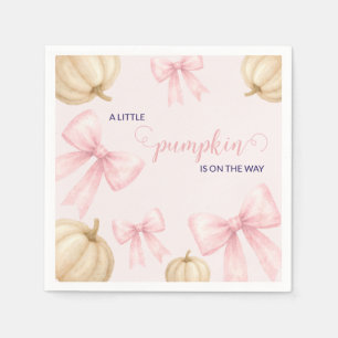 Pink delicate bow Pumpkin Baby Shower Napkin