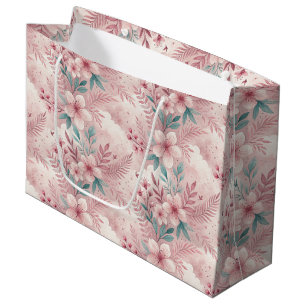 Pink Delicate Flowers Large Gift Bag