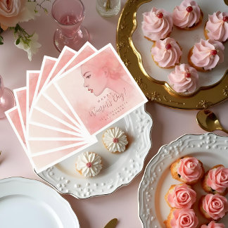 Pink Delicate Minimalist Woman Happy Women's Day Napkin