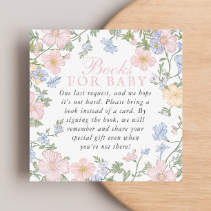 Pink Delicate Vintage Floral Books for Baby Enclosure Card