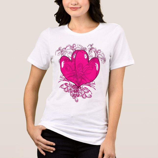 Pink Delicious Raspberry Cute Hearts Tutu Cute Tri-Blend Shirt (Front)