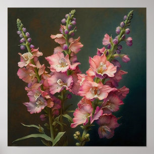 Pink Delphinium Flower Art Print Poster