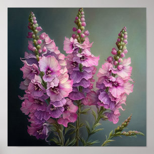 Pink Delphinium Flower Art Print Poster