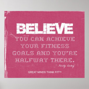 Pink Denim Fitness Quote to Believe Poster