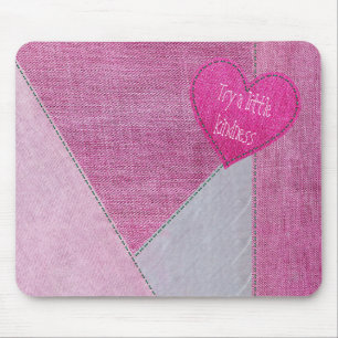 Pink Denim Heart with Quote Mouse Pad