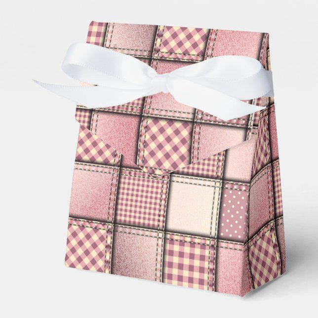 Pink Denim Swatches Tent Favour Box (Front Side)