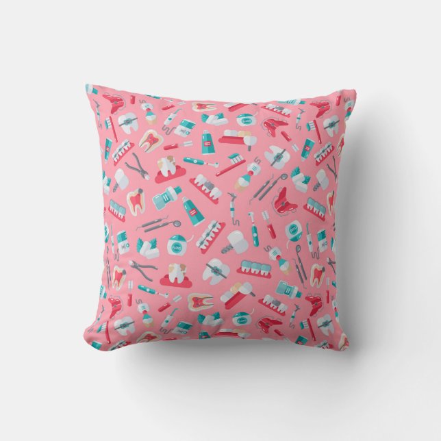 Pink Dental Pattern Cushion (Front)
