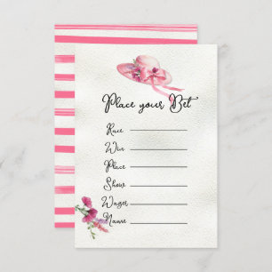 Pink Derby Hat Bridal shower Betting Cards
