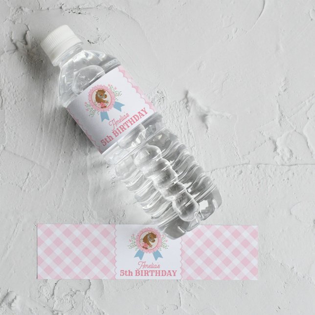 Pink Derby Horse Birthday Bottle Label (Creator Uploaded)