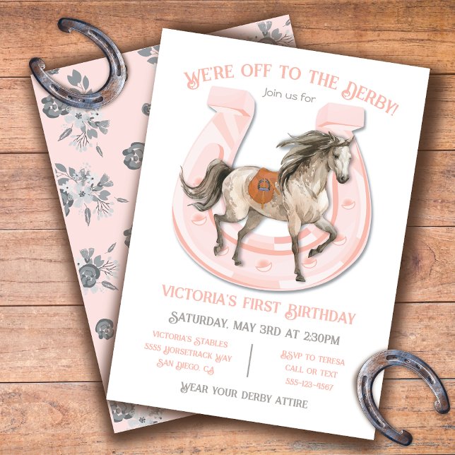 Pink Derby Horse Racing Birthday Party Invitation (Creator Uploaded)
