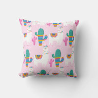 Pink Desert Llama and Cactus Pattern