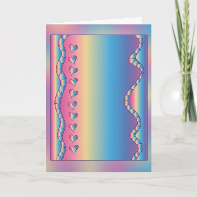 Pink design with hearts holiday card (Front)