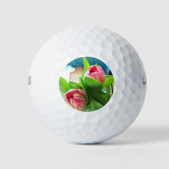 Pink Desktop tulips Golf Balls (Front)