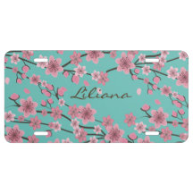 Pink Detailed Cherry Blossom Tree Teal