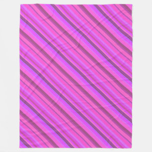 Pink diagonal stripes fleece blanket