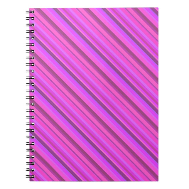 Pink diagonal stripes spiral notebook (Front)