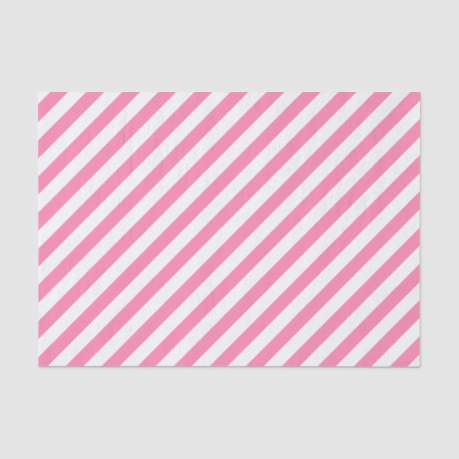 Pink Diagonal Stripes Tissue Paper (Front)