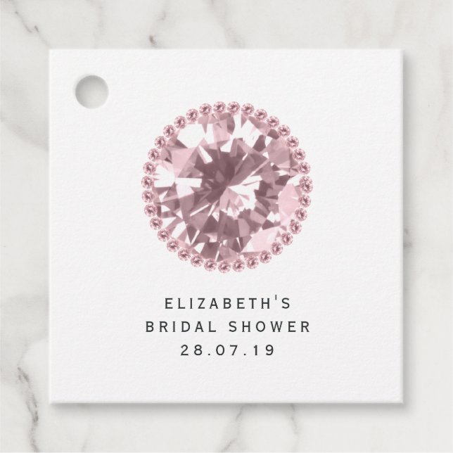 Pink Diamond and Lace Favour Tags (Front)