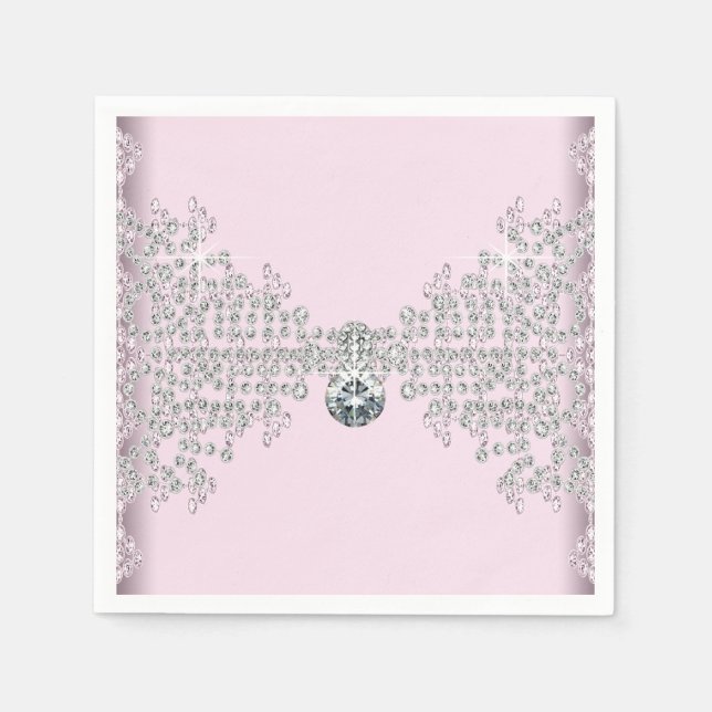 Pink Diamond Birthday Party Napkin (Front)
