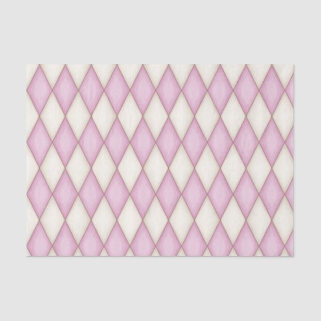 Pink Diamond Check Mediaeval Fairytale Princess Tissue Paper (Front)