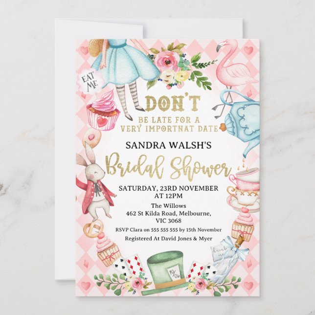 Pink Diamond Don't Be Late Bridal Shower  Invitation (Front)