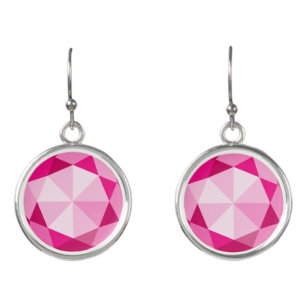 Pink diamond gemstone print dangle earrings