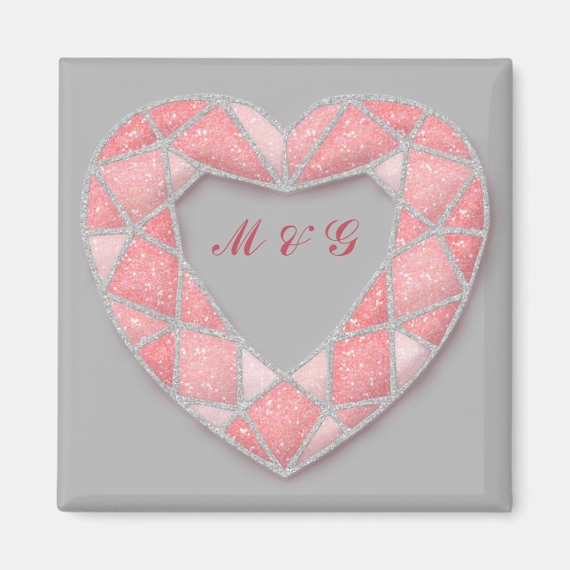 pink diamond heart magnet (Front)