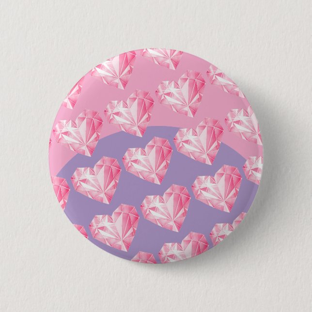 Pink Diamond Heart Pattern – Cute & Stylish Design 6 Cm Round Badge (Front)