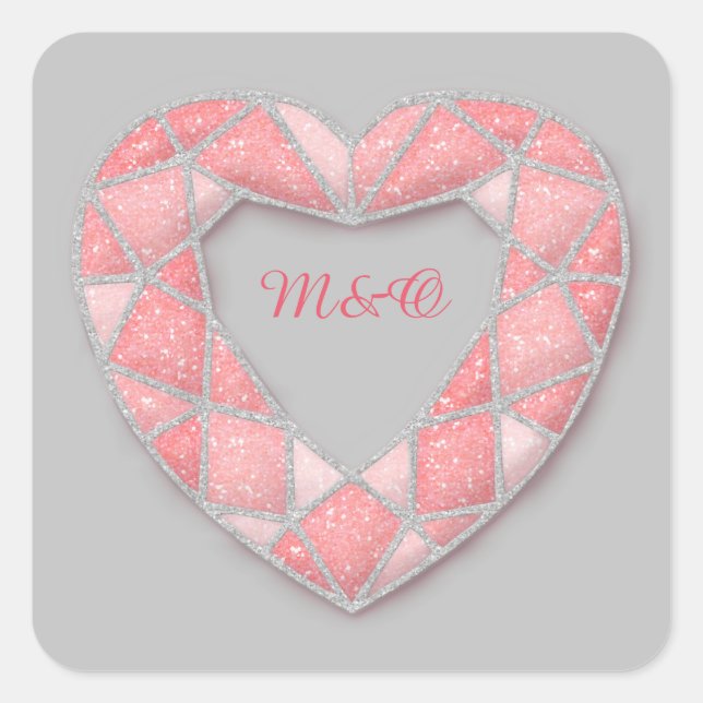 pink diamond heart stickers (Front)
