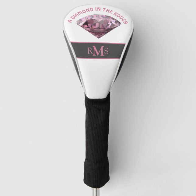 Pink Diamond in the Rough Personalised Golf Head Cover (Front)