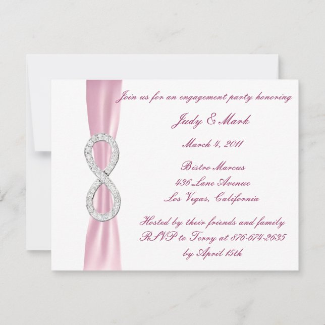 Pink Diamond Infinity Engagement Party Invitation (Front)